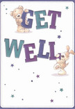 Bursting with playful optimism, this get well card features an irresistible pair-a teddy bear with warm, fluffy fur perched confidently atop 'GET,' and a sprightly puppy whose floppy ears and expressive eyes seem to leap from the page and into your heart. Each character is so lovingly rendered that the sense of comfort is nearly tangible, as if their cheerful energy could be felt right in an Addington home. The indigo and teal hues enliven the large, rounded letters of 'Get Well,' while sparkling stars in soft blues and purples shimmer across a calming cream background, mirroring the tranquility found around Addington's leafy avenues. The card's bright design has a healing presence-much like a well-arranged bouquet meant to lift the spirits of someone in Manor Road or Forestdale. Every detail, from textured fur to twinkling shapes, cultivates an atmosphere of warmth and care. This card feels like sending a heartfelt, local embrace, its joyful artwork and thoughtful sentiment offering solace and gentle reassurance to anyone on their journey to wellness.